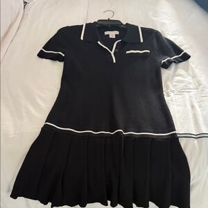 Caroline Constas Black Ribbed Knit Top with Logo Tag